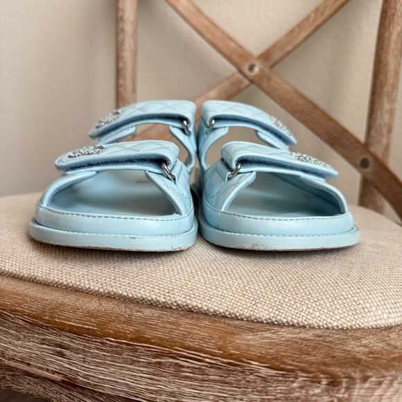 Chanel quilted Velcro dad chain CC slide sandals - Picture 11 of 13